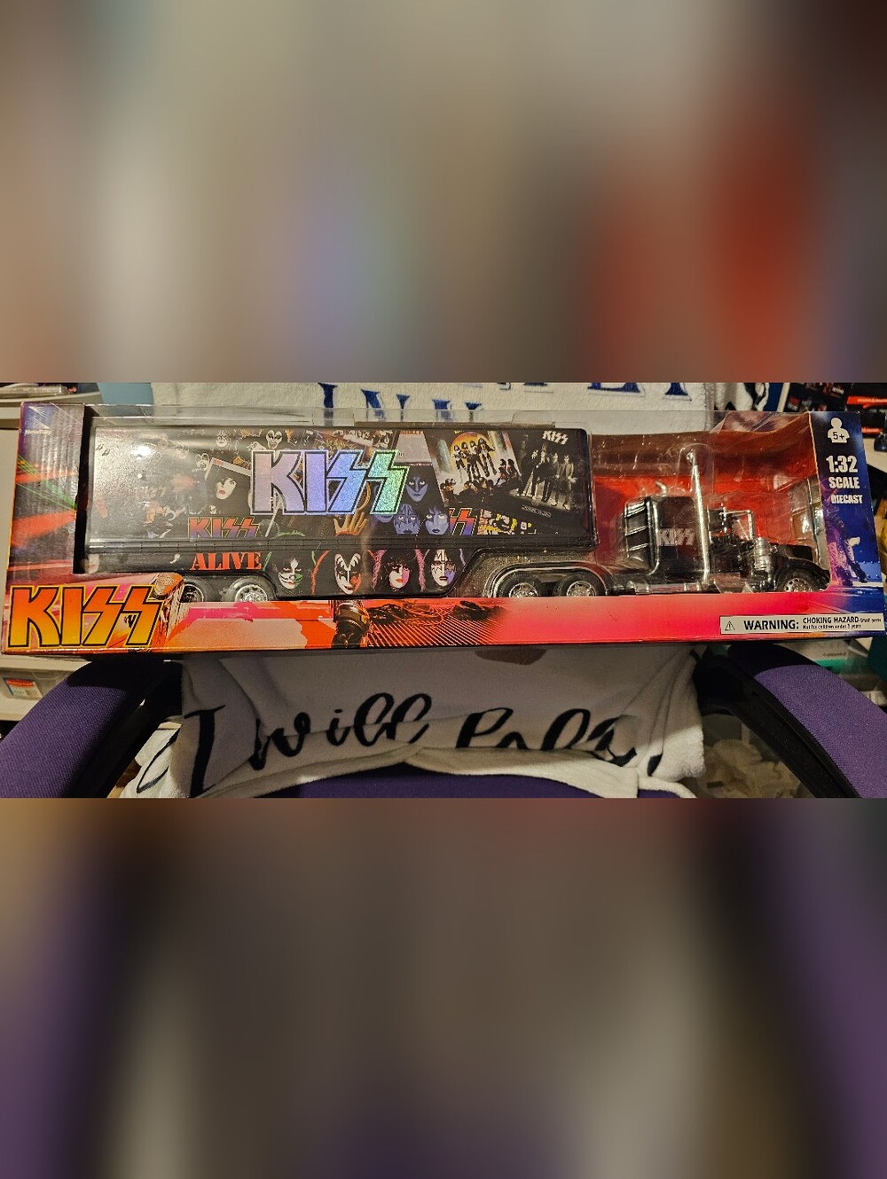 Discontinued Collector New-Ray 1:32 Kiss Black Die-Cast Semi Truck
